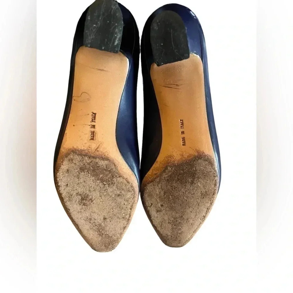 Salvatore Ferragamo Screened Leather Cap Toe Pumps Classic Vintage - Picture 11 of 12